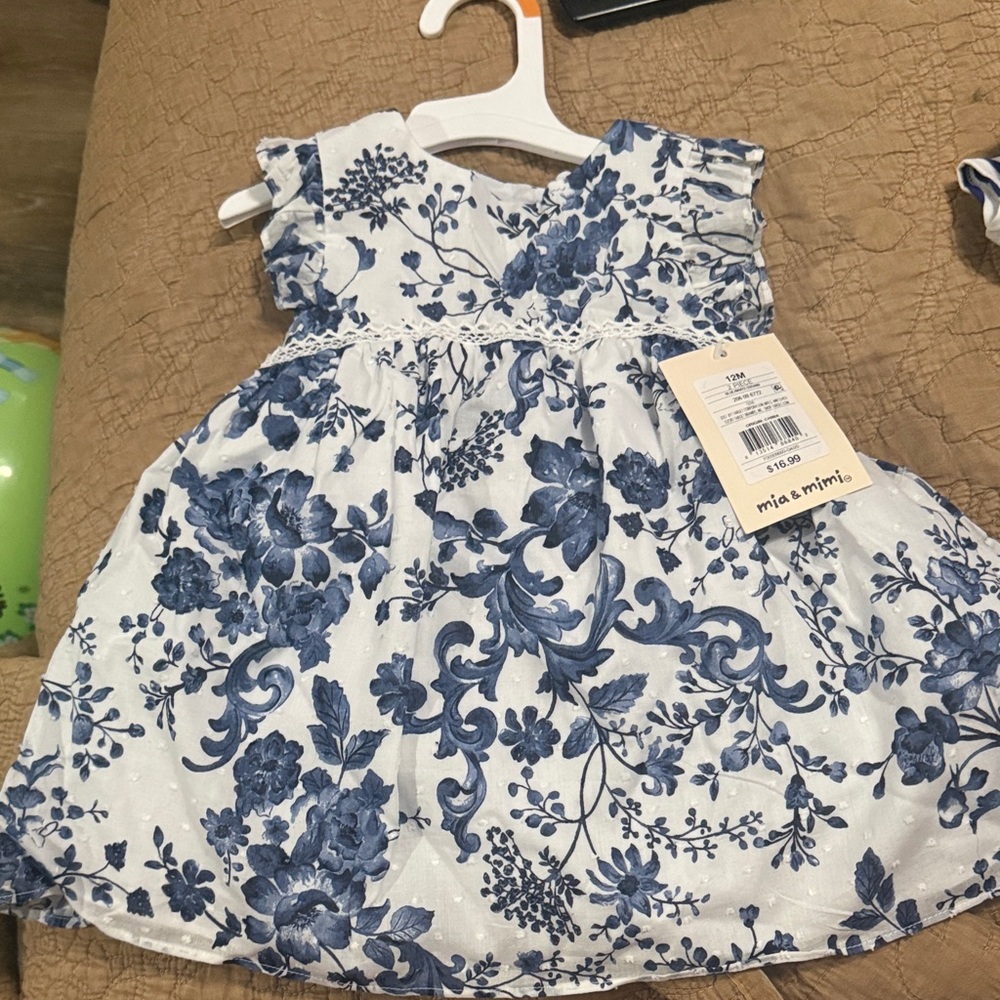 Mia & Mimi Elegant Blue Floral Kids Dress